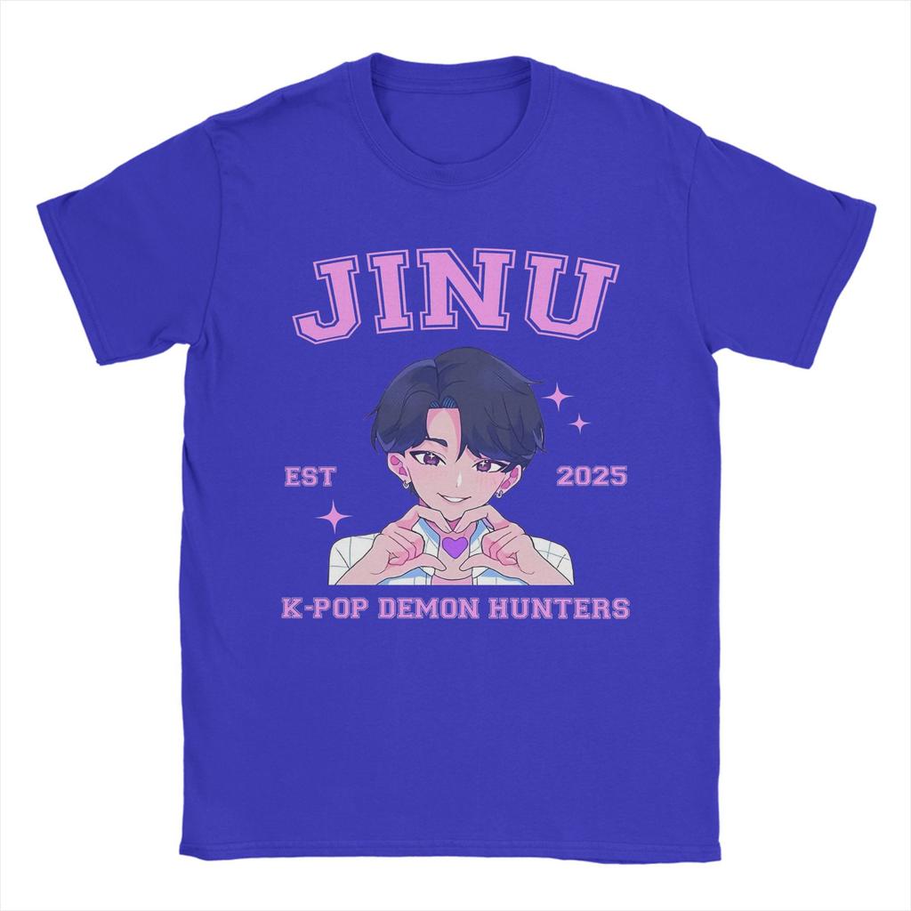 JINU Saja Boys Kpop Demon Hunters T-Shirt Men  Vintage Pure Cotton Tee Shirt O Neck Short Sleeve T Shirt Adult Tops