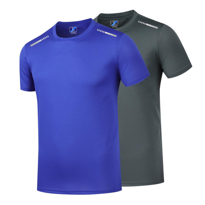 Ice Silk Men's Short Sleeved T-shirt Men's Summer Mesh Youth Breathable T-shirt Sports Quick Drying T-shirt