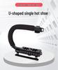Portable U-Shaped Handheld Stabilizer with Flash Mount for SLR Cameras and Mobile Phones