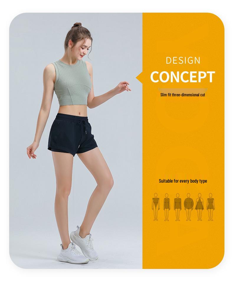 Women's Sleeveless Quick-Dry Yoga Vest with Chest Pads - Breathable Fitness & Running Top