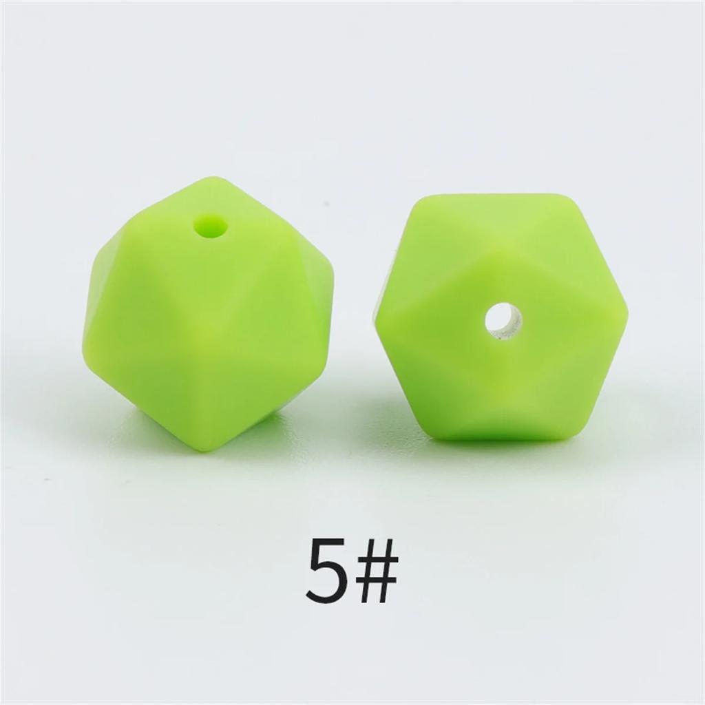 TX49 10Pcs 14mm Hexagon Solid Color Silicone Beads Jewelry DIY Necklace Bracelets Keychain Trend Handmade Accessories Jewelry