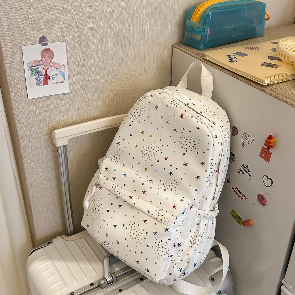 Schoolbag Macaron Series Colorful Star Hot Print Sweet Backpack for Middle School Students for Class Vitality and Youthful Double Shoulder Bag