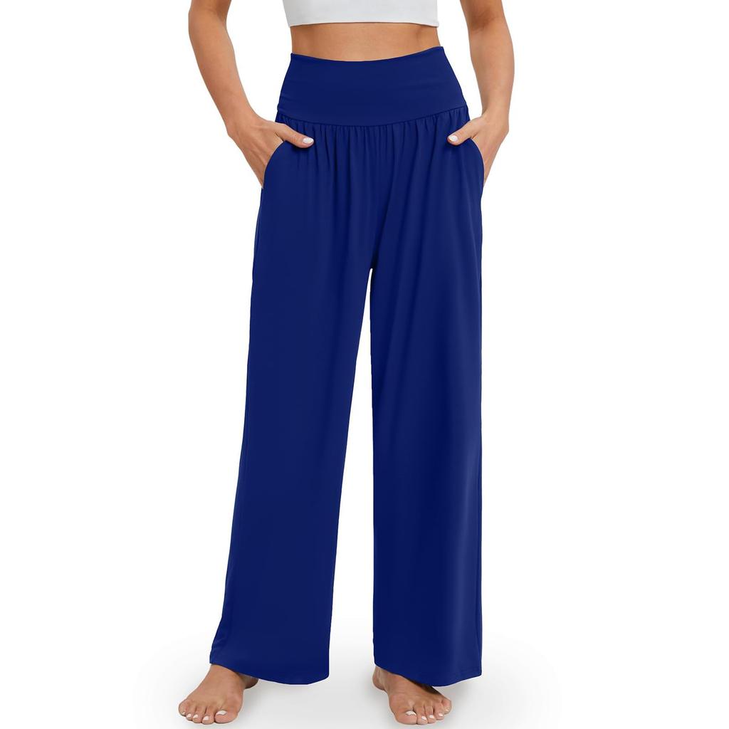 Women's Casual Elastic Waist Trousers -color Comfortable Wide Leg Pants