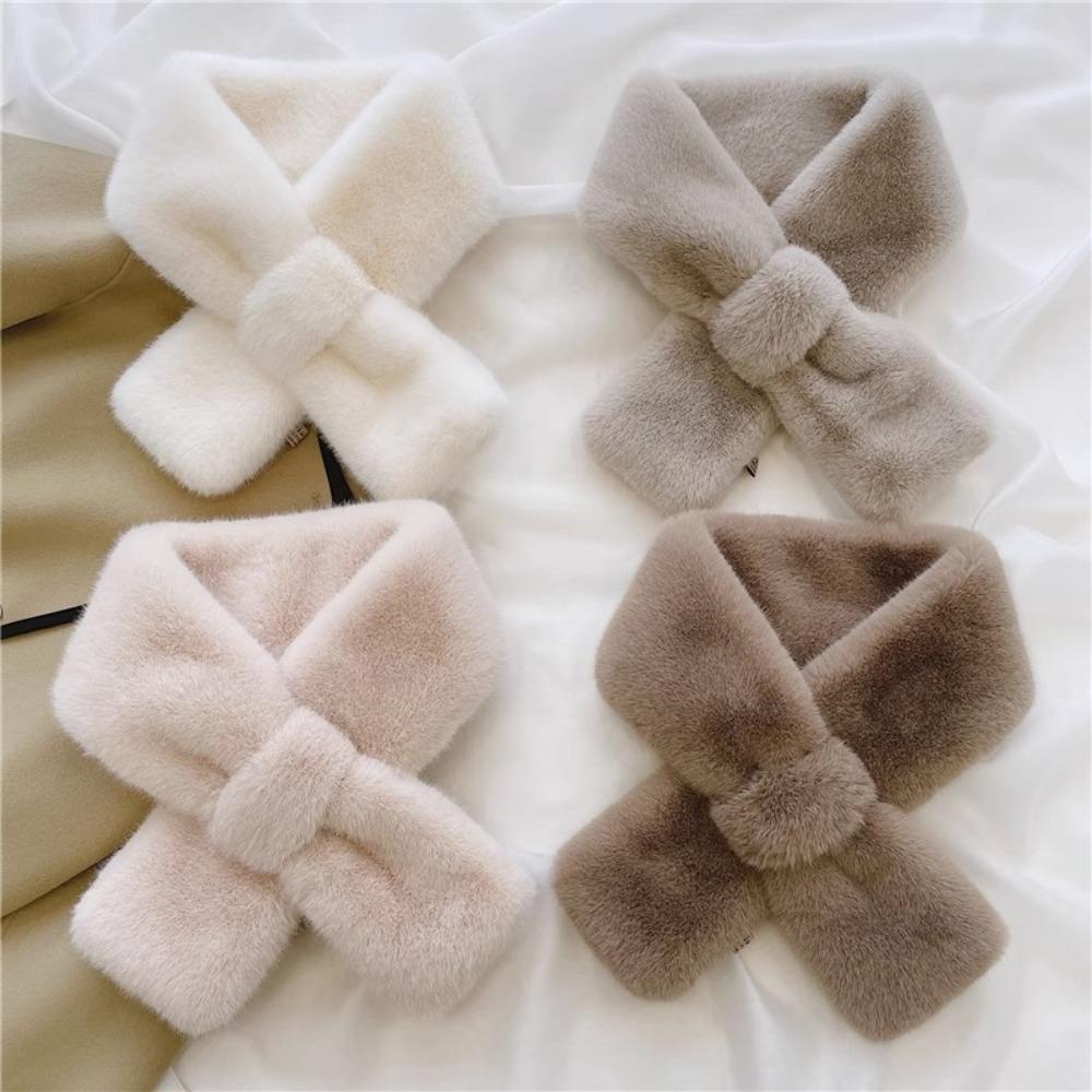 

Solid Color Warm Scarf Thick Neck Shawl Fashion Plush Scarf Women Girl рожевий