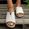 Cross-border New Large-size Hollow Slope Heel Cool Slippers Women's European and American Fish Mouth Thick Bottom