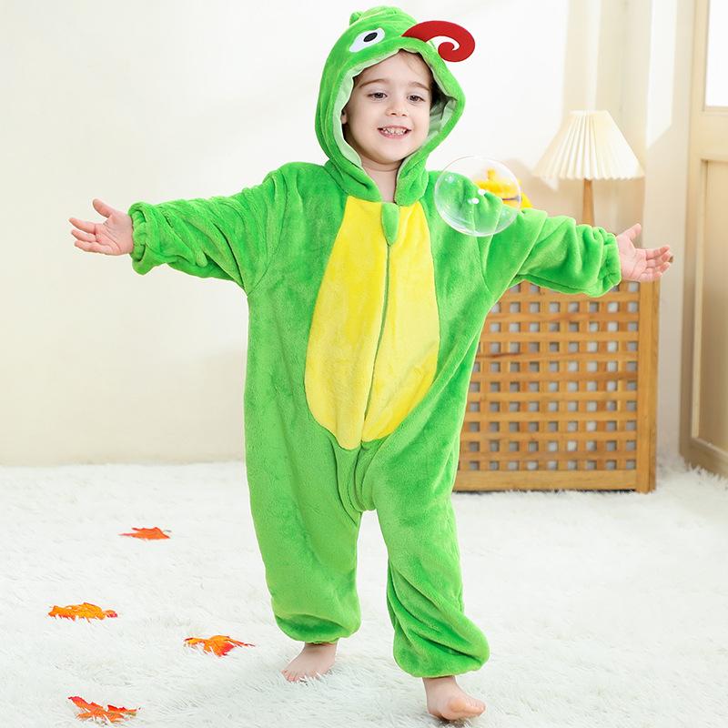Children's Animal Onesie Pajamas Flannel Sleepwear Winter Warm Homewear Jumpsuit One-Piece Hooded Fleece Rompers Long Sleeve Outfits for Girls Boys