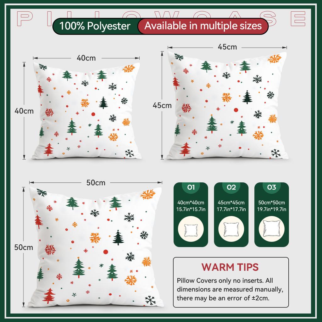 Cartoon Christmas Pillowcase Printed Polyester 40/45/50cm Throw Pillowcover Decorative Sofa Cushion Pillowslip Home Decor