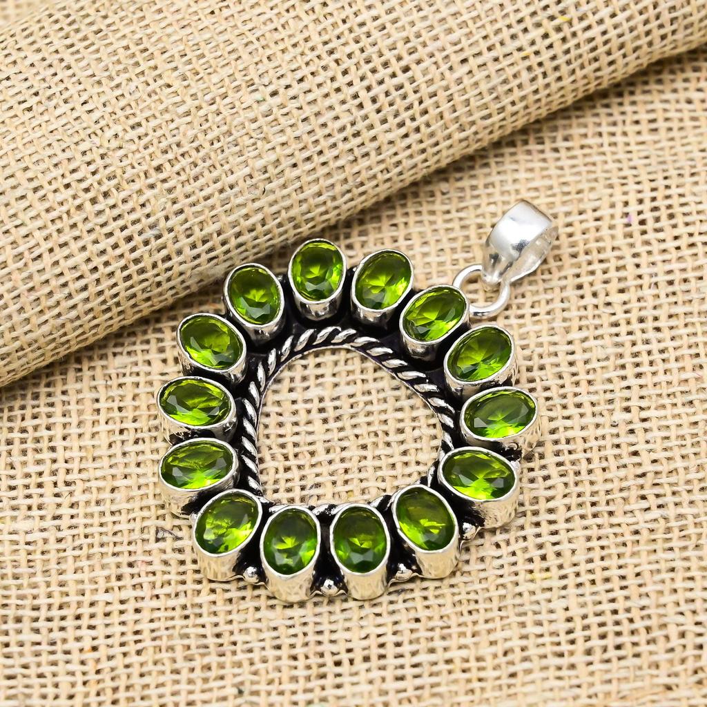 Peridot Gemstone 925 Sterling Silver Handmade Excellent Silver Chain Pendant Jewelry