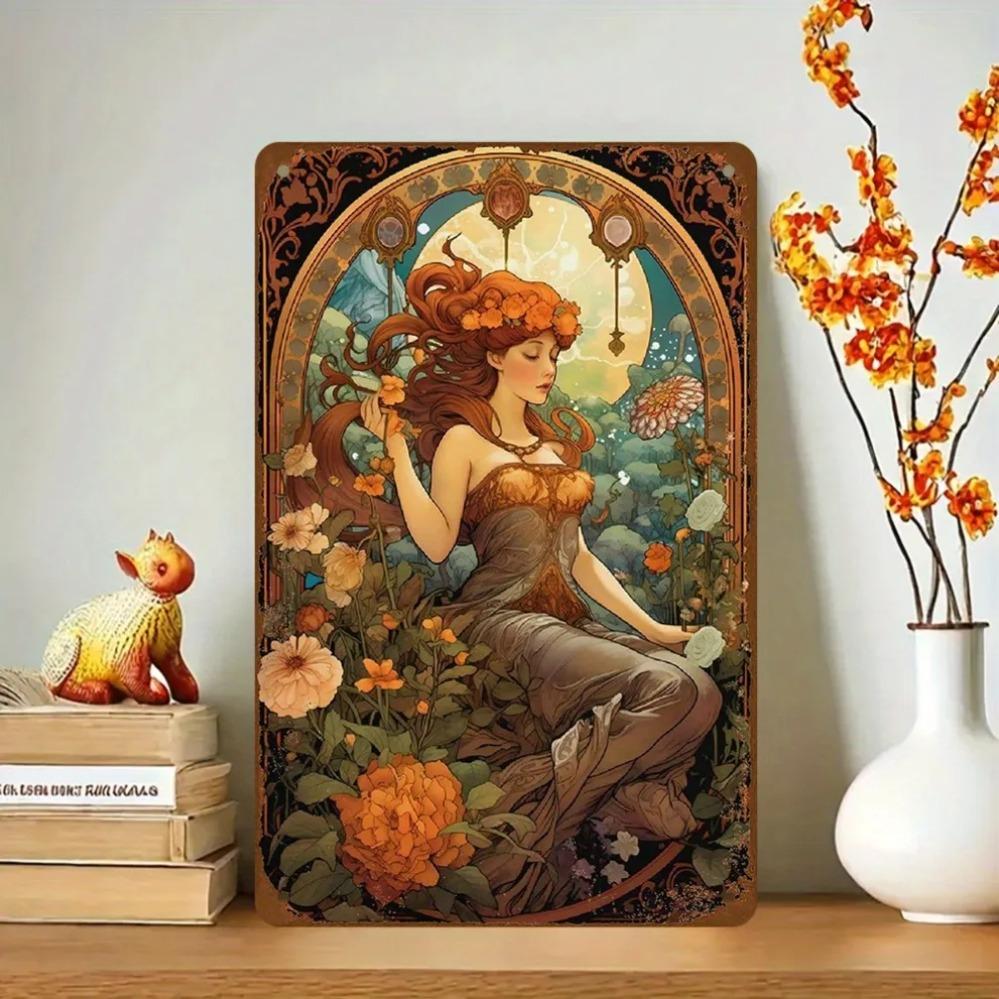 Vintage Metal Sign for Girl Floral Wall Art Decor 12x8 for Home Cafe Indoor Outdoor