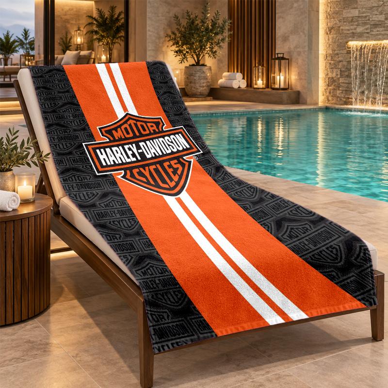 Beach Towel with Harley-Davidson Design, Quick Dry Lightweight Towel for Swimming Pool Travel
