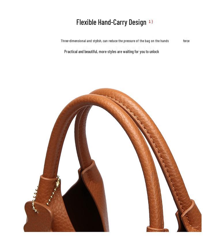 Elegant Women's Versatile Bucket Bag – High-End, Large Capacity, Textured Handbag for Commuting and Practical Use