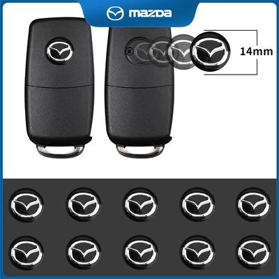 14mm Bilnyckelmärke Emblem Ersättning Bilnyckelklistermärken för Mazda ATENZA Axela 2 3 5 6 323 626 RX8 CX6 CX-5 CX4 MX3 MX5 M5 M6 MS