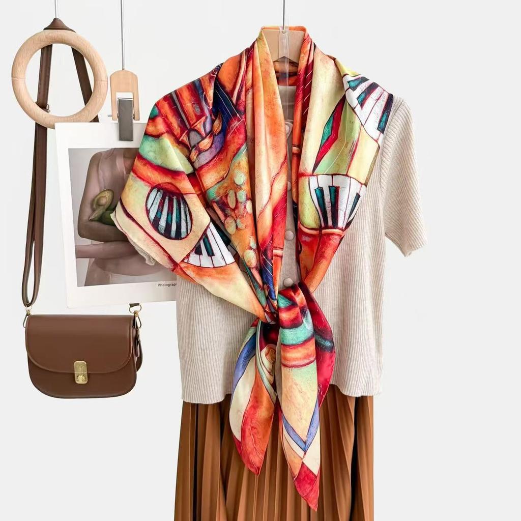 New fashion 111 mulberry silk silk scarf, women's Spring Festival gift for elders to keep warm 111 silk collection
