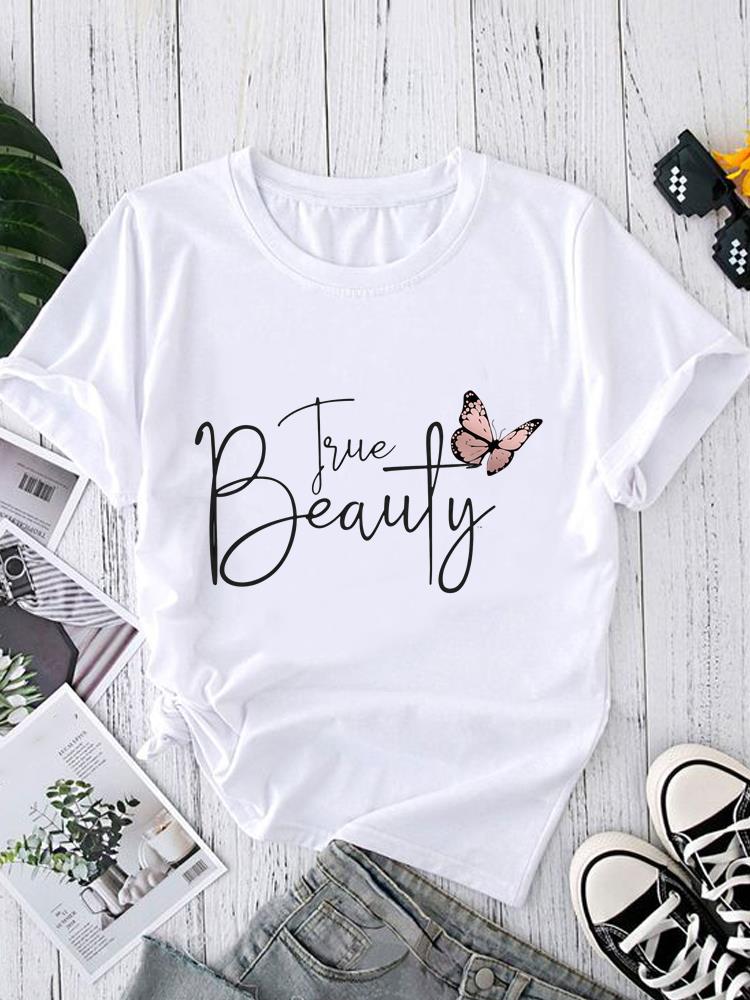 (Asian Size) Short Sleeve T-shirts Women's Top Print O-neck  Fashion leopard love heart Female Casual T Clothing Graphic Tee