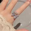 Light luxury fashion high sense pearl zircon copper ring women's design sense retro personality open index finger ring simple