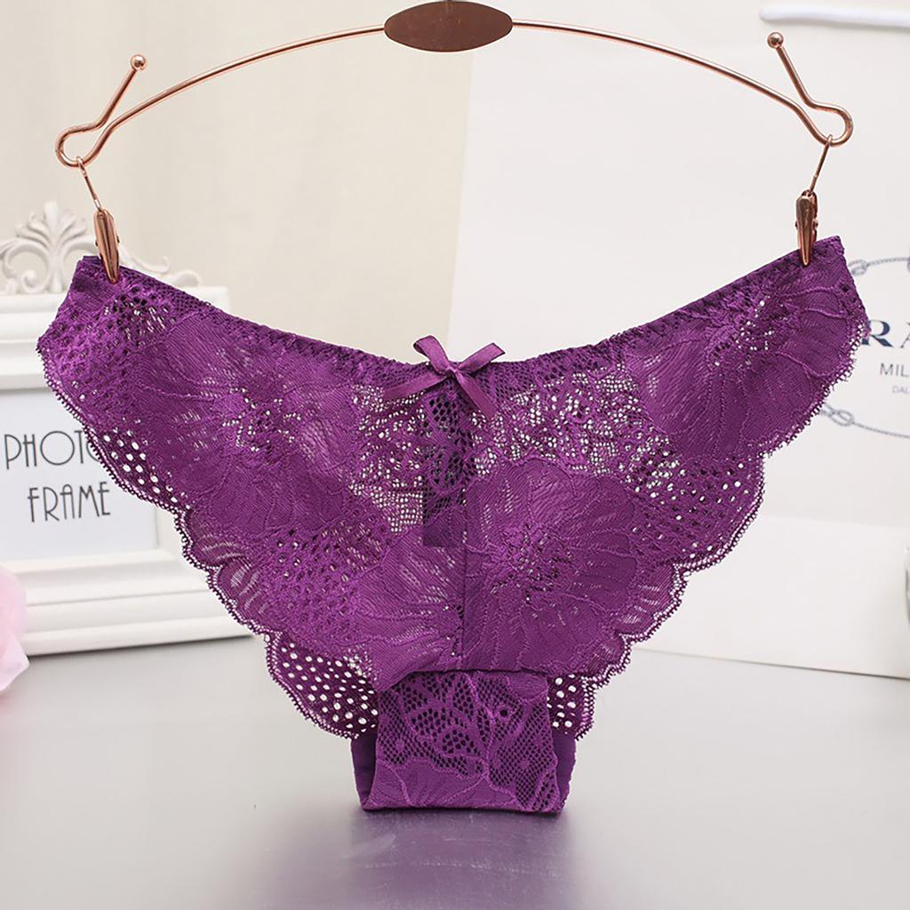 Women's Sexy Lace Transparent Mesh Breathable Cotton Bottom Crotch Panties M-XL