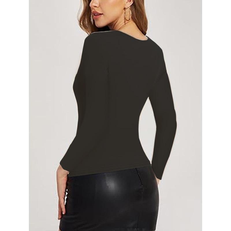 Dámská móda Ležérní Jaro Podzim Jednobarevný potisk Halenky a košile do O s dlouhým rukávem