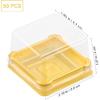 UPKOCH 50 Pcs Plastic Square Mooncake Boxes, Golden Dessert Packing, Single Muffin Container, Small Clear Food-Grade, 2.16"x1.85"x1.57"
