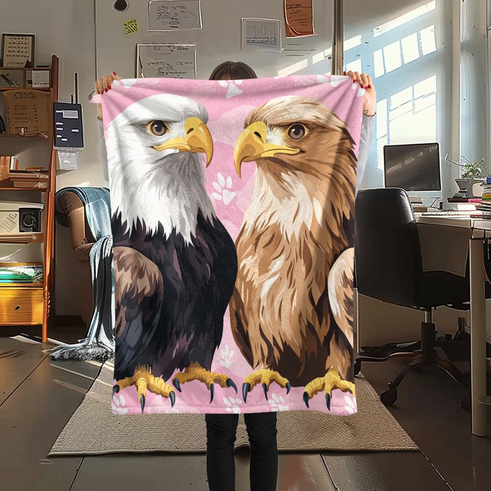 Two Eagles,pattern Flannel Blanket, High quality Comfortable for All Seasons, Home Decor, Warmth and Comfort, Perfect for Gifts.