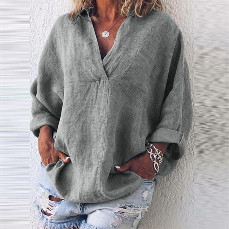 Elegant And Timeless Women's Oversized Cross V Neck Blouse With Ethnic Appeal