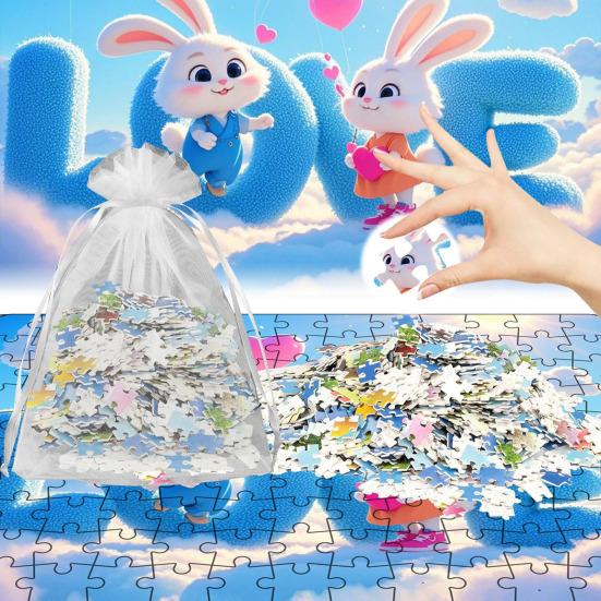 130ks/sada Pár Skládačka Králík Valentýn LÁSKA Zajíček logická hra Děti Dospělí Vzdělávací papírové puzzle Hračka Domácí dekorace