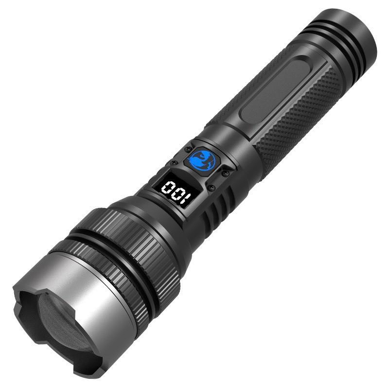 Magnetic Laser Flashlight with Digital Display and Side Light for Outdoor Emergency Repairs