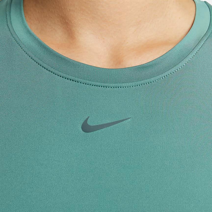 Nike One Classic Dri-FIT Solid Logo Quick-Dry Classic Round Neck Short Sleeve T-Shirt Women Tops Coastal-Blue FN2799-361