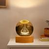 3D Shiv Crystal Ball Night Lamp, Solar System Shiv Idol Crystal Ball Night Light, USB Table Colorful LED Wooden Base Lamp for Home