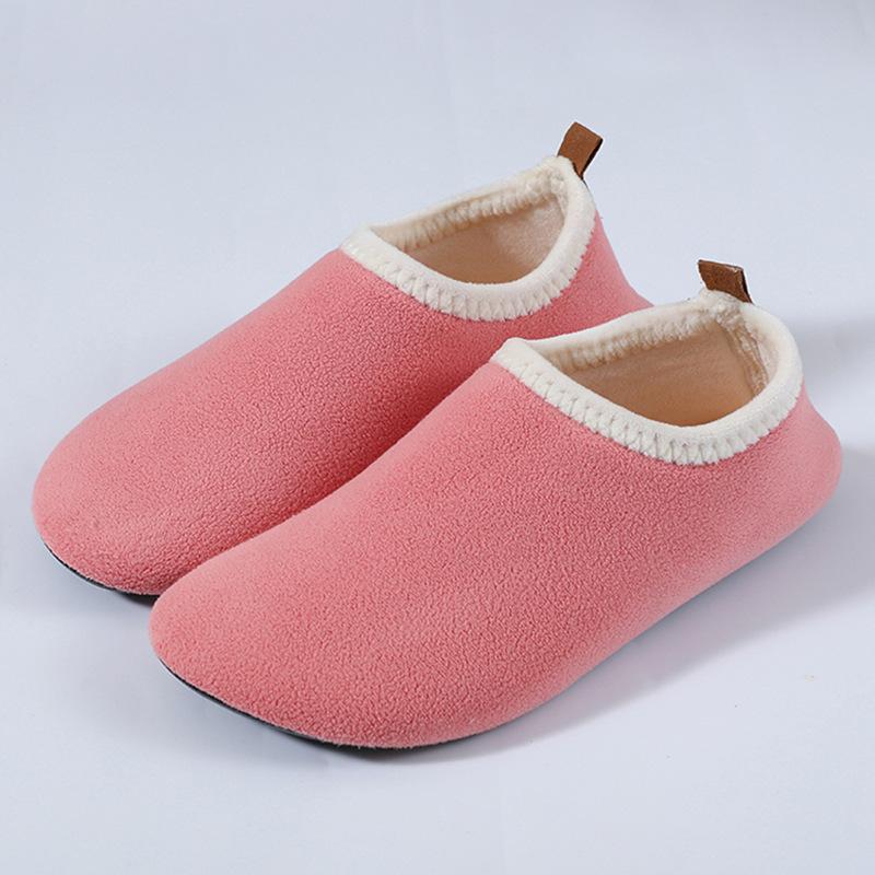 

Зимние плюшевые детские хлопковые тапочки Нескользящая домашняя обувь для мальчика Утолщенная обувь для пола Носки для девочки Раннее развитие Детская обувь 24-25-insole13.6cm розовый