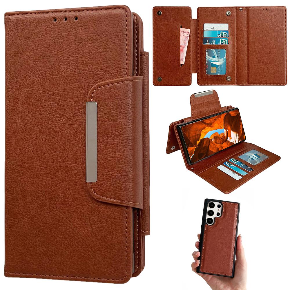 

For Samsung Galaxy S25 Ultra Detachable Cover PU Leather 2 in 1 Magnetic Wallet Phone Case B