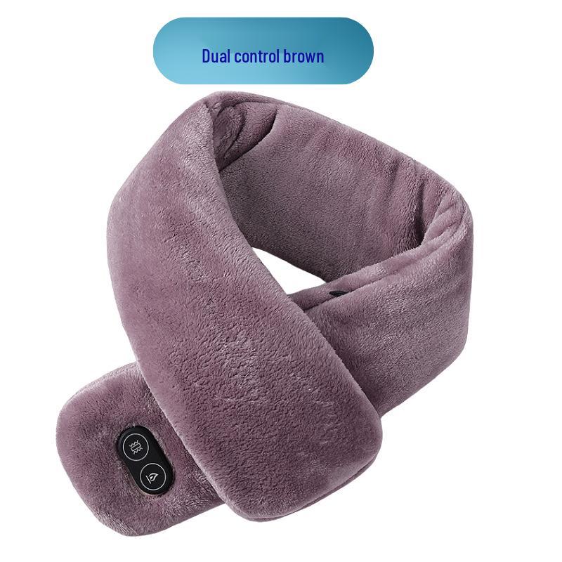 Smart Heated Scarf with Vibration Massage for Men & Women - Winter Neck Warmer, Solid Color
