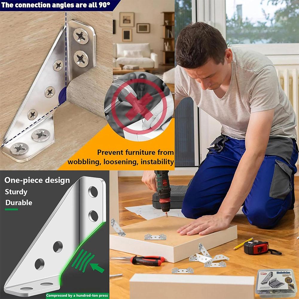 10/20PCS Stainless Steel Corner Brace 90 Degree Right Angle Bracket Multi-functional Cabinet Reinforcement Fixator