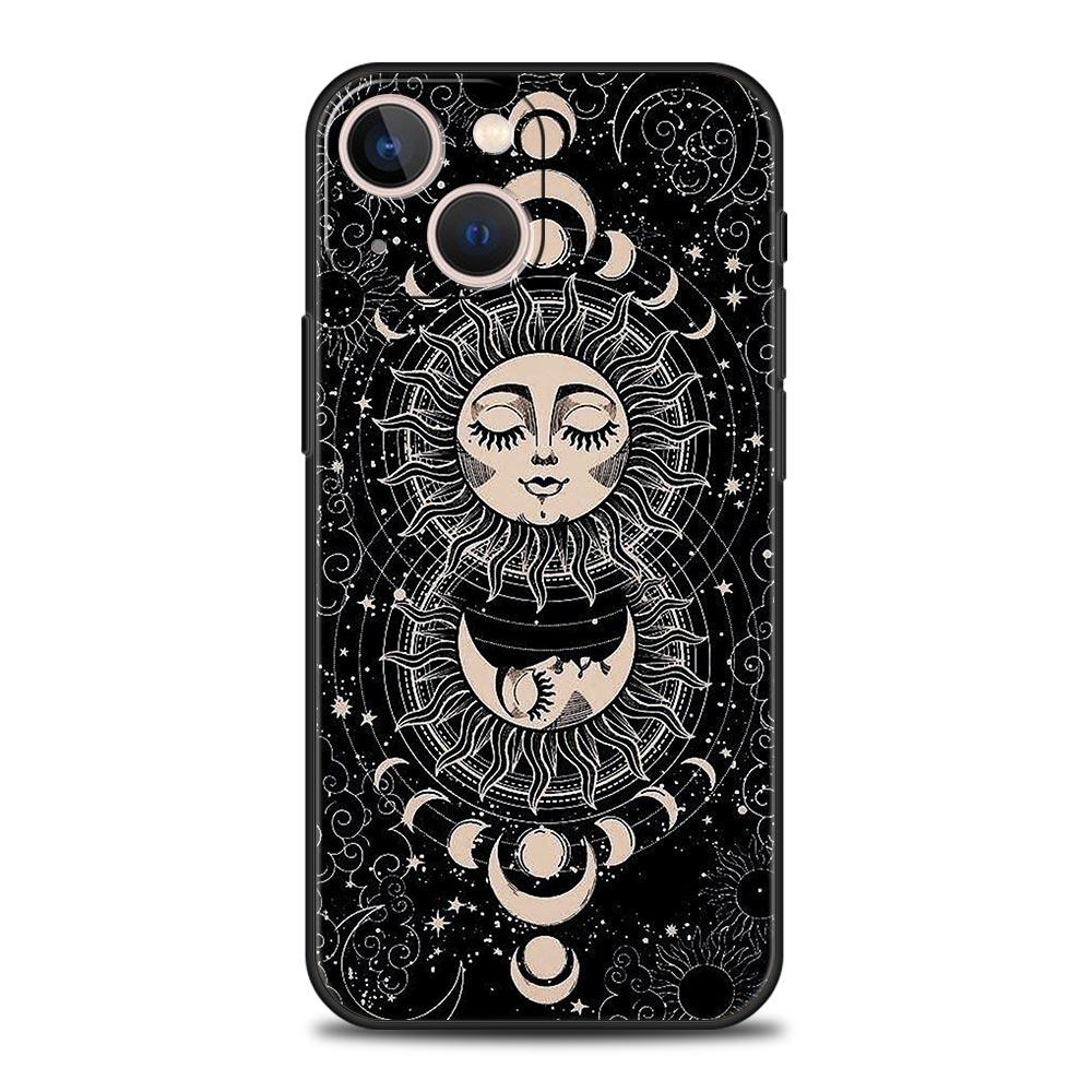 Funny Sun Moon Angel Eyes Luxury Phone Case For iPhone 11 14 15 Pro MAX 12 13 Mini 7 8 Plus X XR XS SE Shockproof Cover Funda