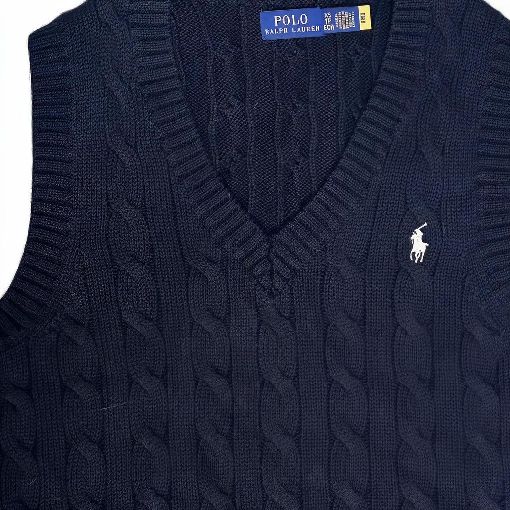 Polo Ralph Lauren Einfarbig Logo Gestickt Rundhals Ärmellos Strickpullover Damenpullover Schwarz 211906370-004