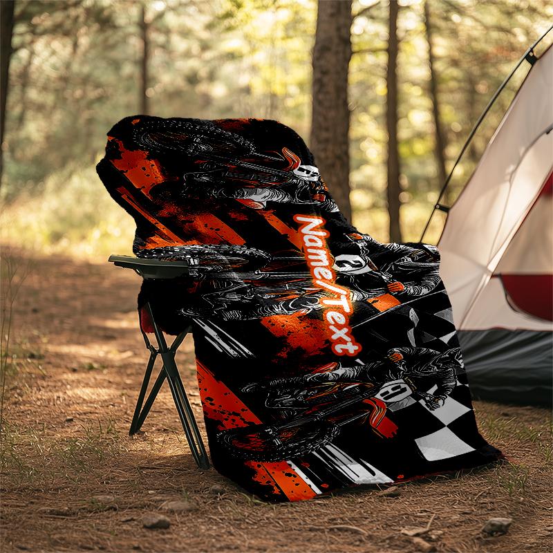 1PC Custom Name Motocross Thrill outdooor Flannel blankets Throw Blanket All-Season Throw Gift Bedspread for Couch, Bed, Camping Holiday Birthda