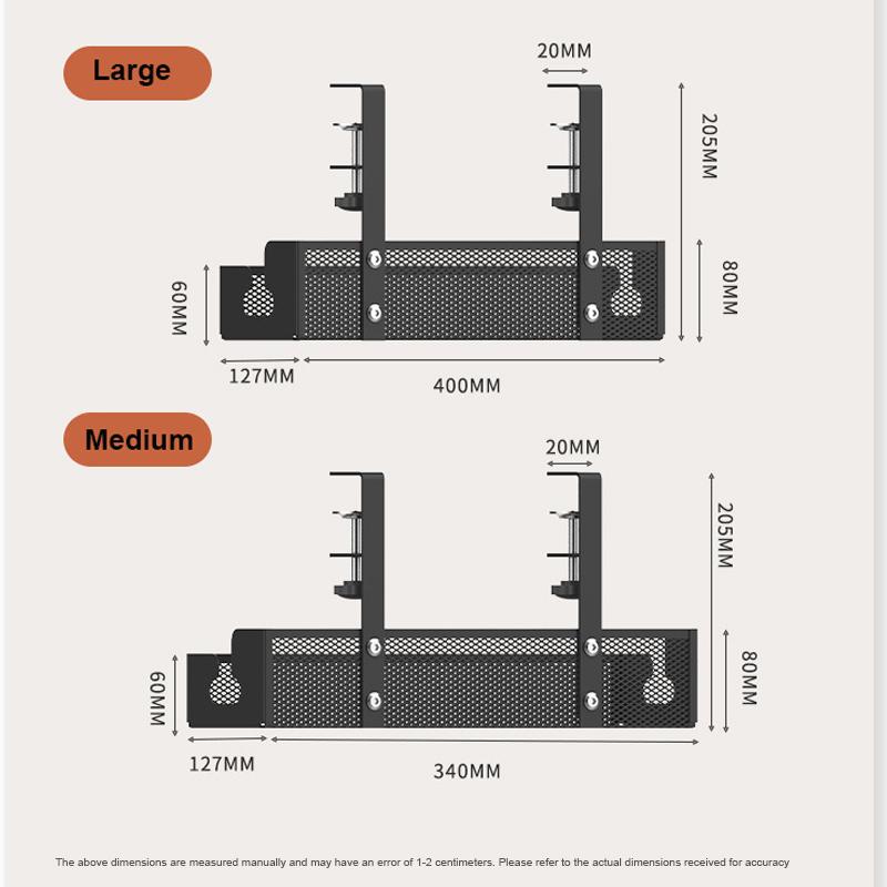 Under Table Storage Rack Metal Cable Management Tray Home Office Desk Wire Organizer No Punching Kitchen Storage Accessories