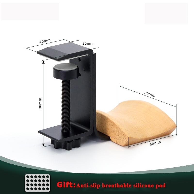 Solid Wood Headphones Stand Walnut/Beech+Aluminum Alloy Desk Side Gaming Headset Clip Adjustable Horizontal Vertical Installatio