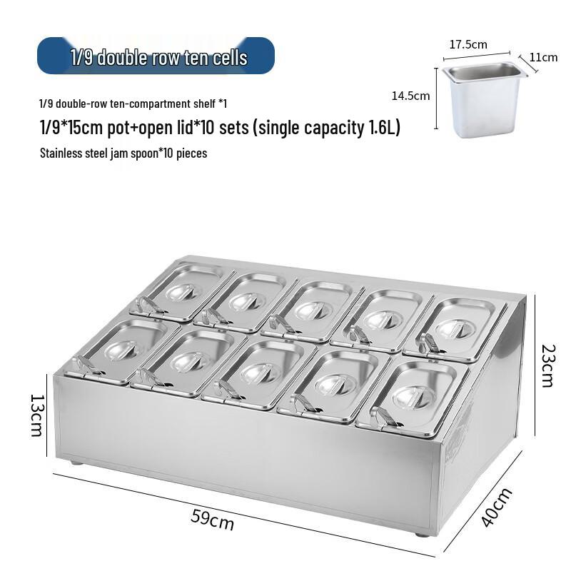 AndyTai 1/9 Slanted Stainless Steel Divided Portion Pan
