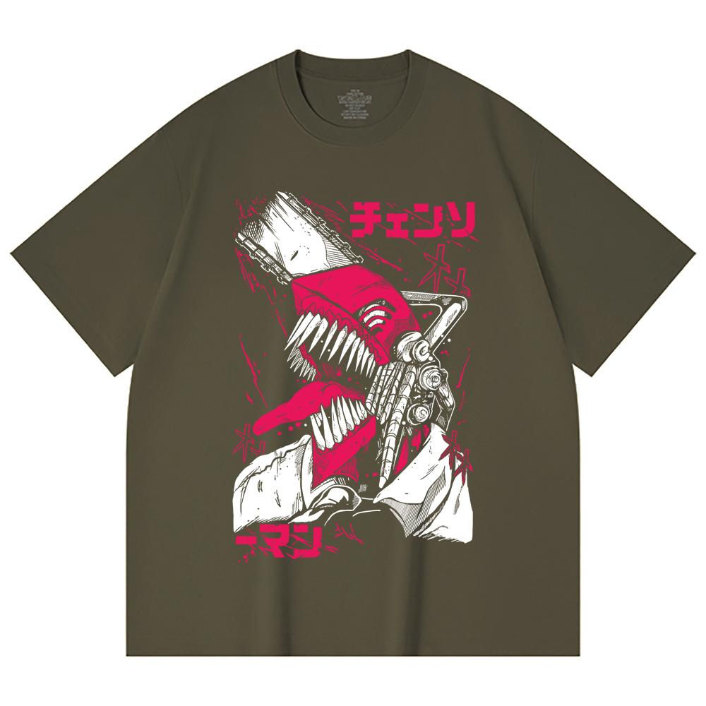 230 Gsm 100% Cotton Chainsaw Man V16 Denji Print Unisex Heavy Cotton T Shirt