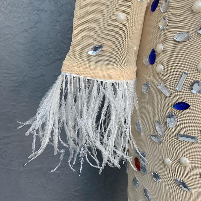 Elegant Rhinestone Mesh Slim-Fit Dress