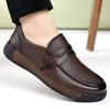 Classic Brand Men's Genuine Leather Shoes Thick Soles Comfortable Office Business Casual Shoes Versatile Brown Men's Loafers