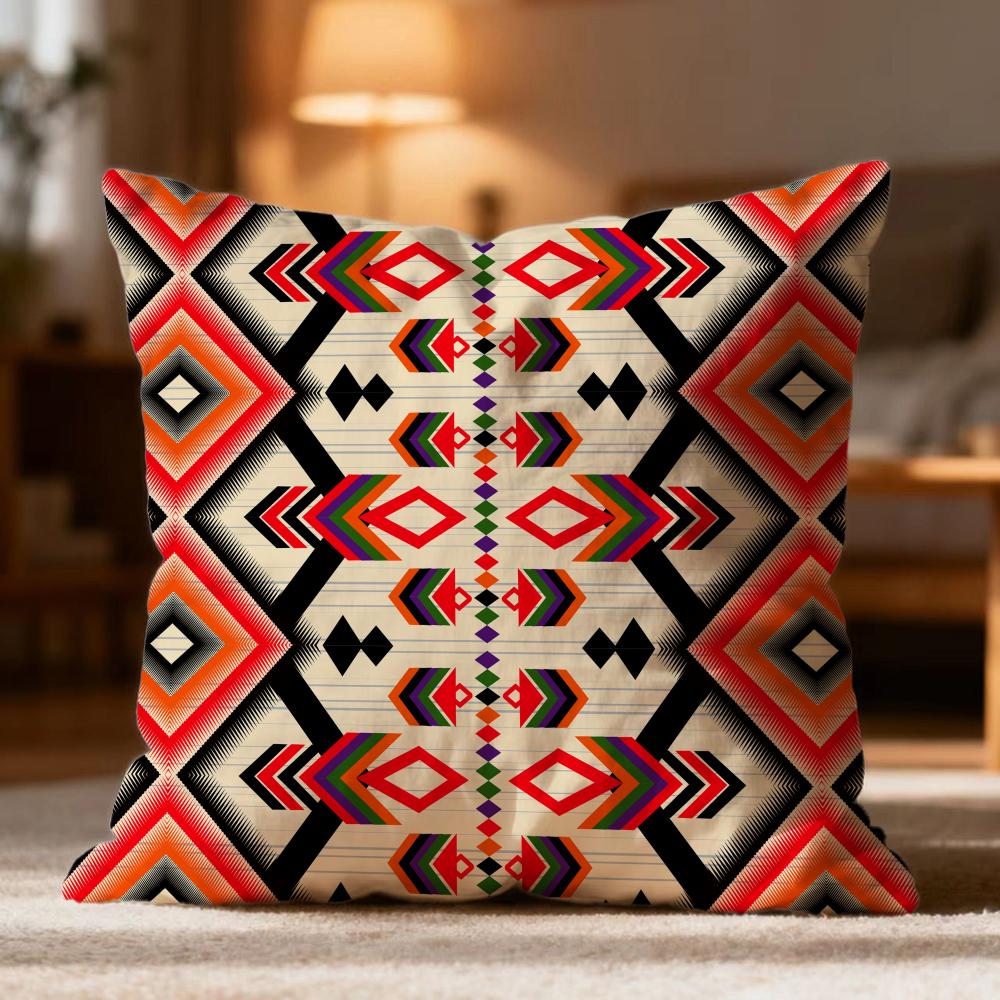 Fashion N-NNative Fabric Pattern Cushion Cover Soft Washable Pillow Case Multi-Scene for Couch Bed Travel Office Use