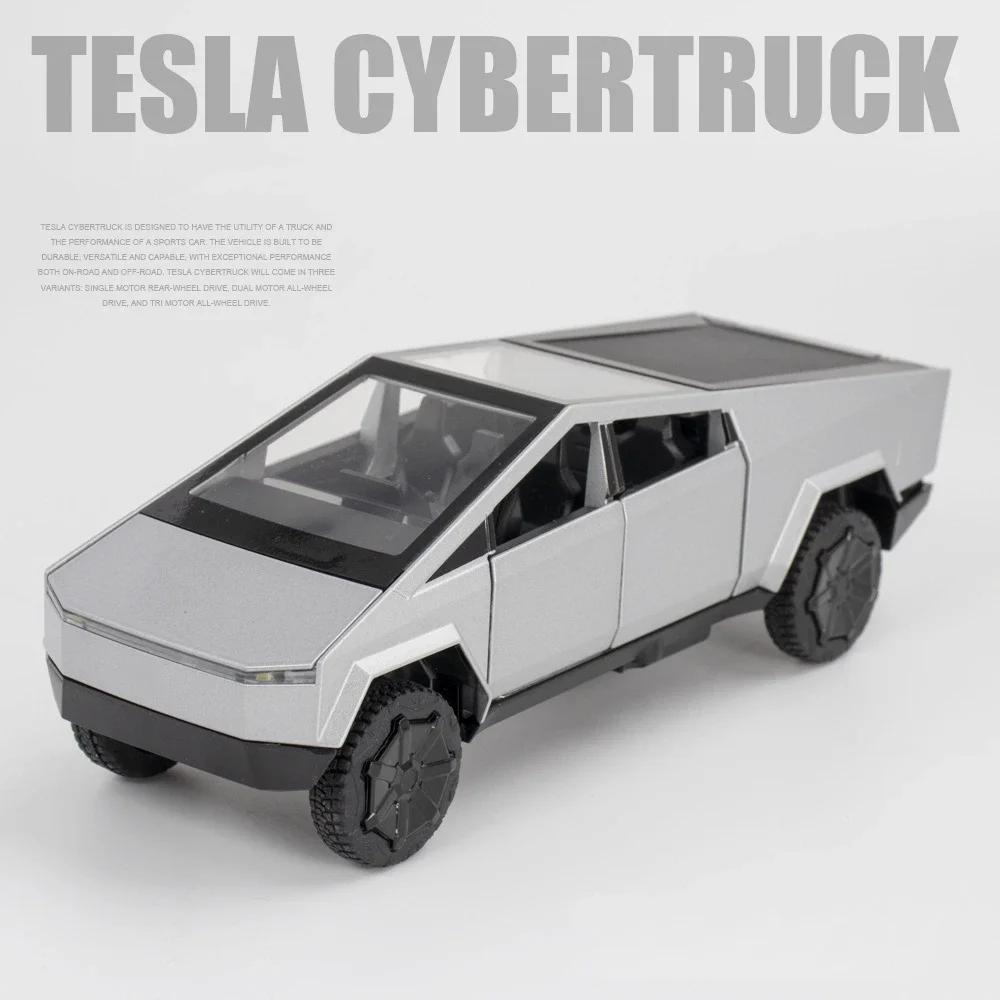 VKYA1 1/32 Tesla Cybertruck Modell 3 Modell S Modell X Modell Y Spielzeugauto Diecast Metall Off Road Sammlung Rückzieher Sound Licht Geschenk Junge