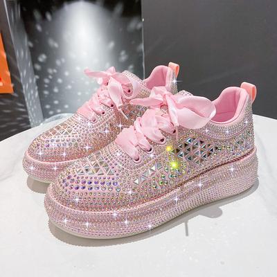 Mode Luxus Designer Herbst Wasser Diamant Damen Sneaker Dicke Sohle Glänzender Kristall Lässige Sportschuhe Trendy zapatillas mujer