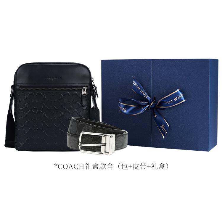 COACH Houston Cow Leather Shoulder Bag, Crossbody Bag Small Men's Black 4009-QBBK