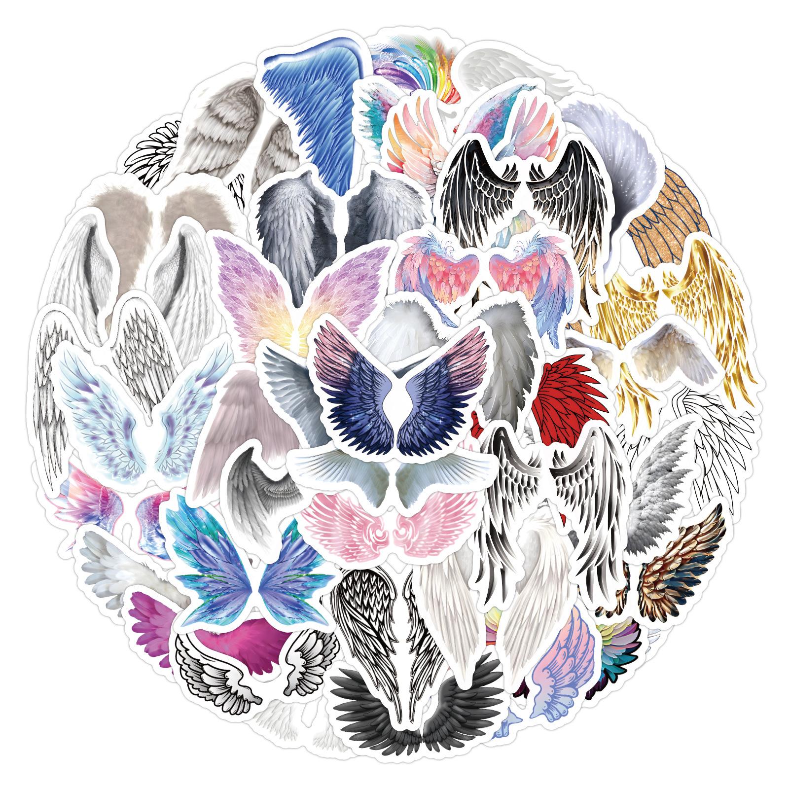 

60 Наклеек-граффити «Крылья ангела» для украшения багажа, холодильника, стакана для воды, компьютера, водонепроницаемые