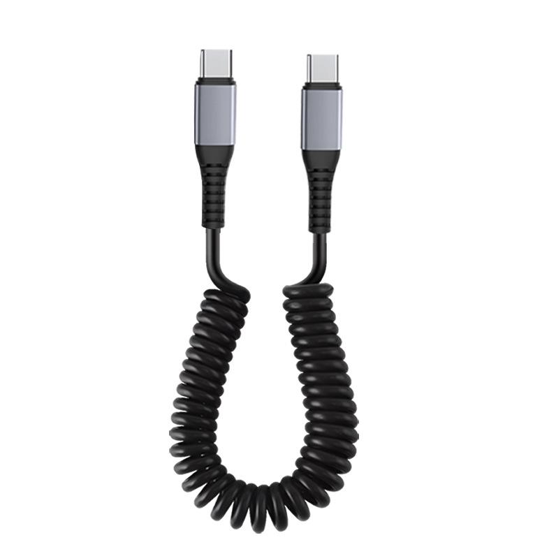 Bold 66W Spring-Loaded 6A Dual Type-C USB Fast Charging Anti-Tangle Cable