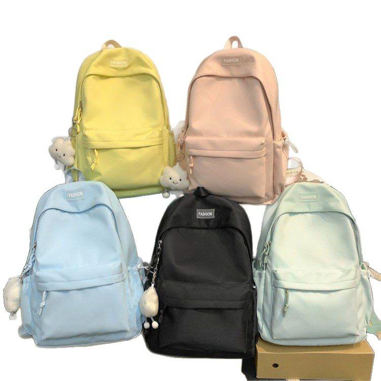 Schoolbag Solid Color ins Large Capacity Stylish Simple Versatile Travel School Bag Elementary School Elementary School Junior High School College