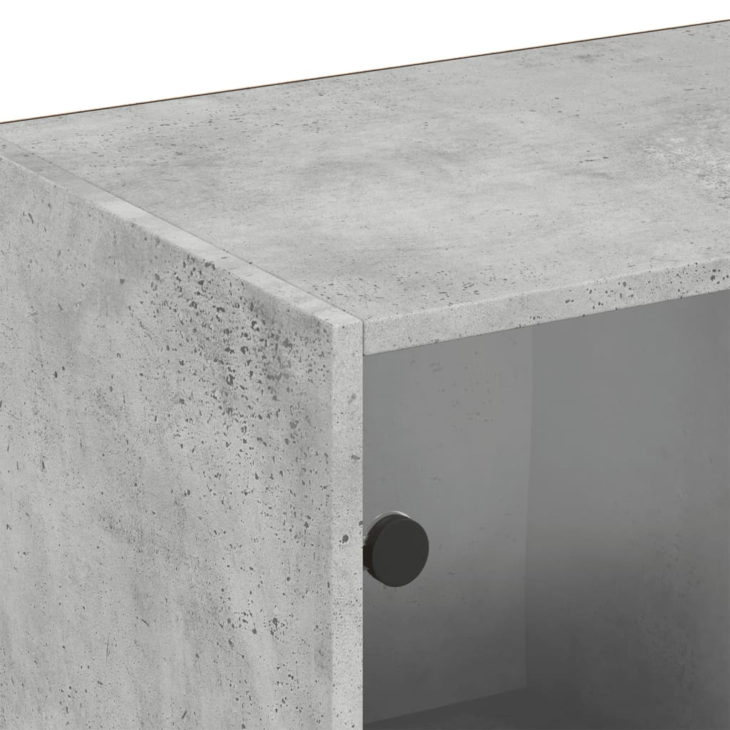 Bookshelf with Doors Concrete Grey 204 X 37 X 75 Cm Engineered Wood