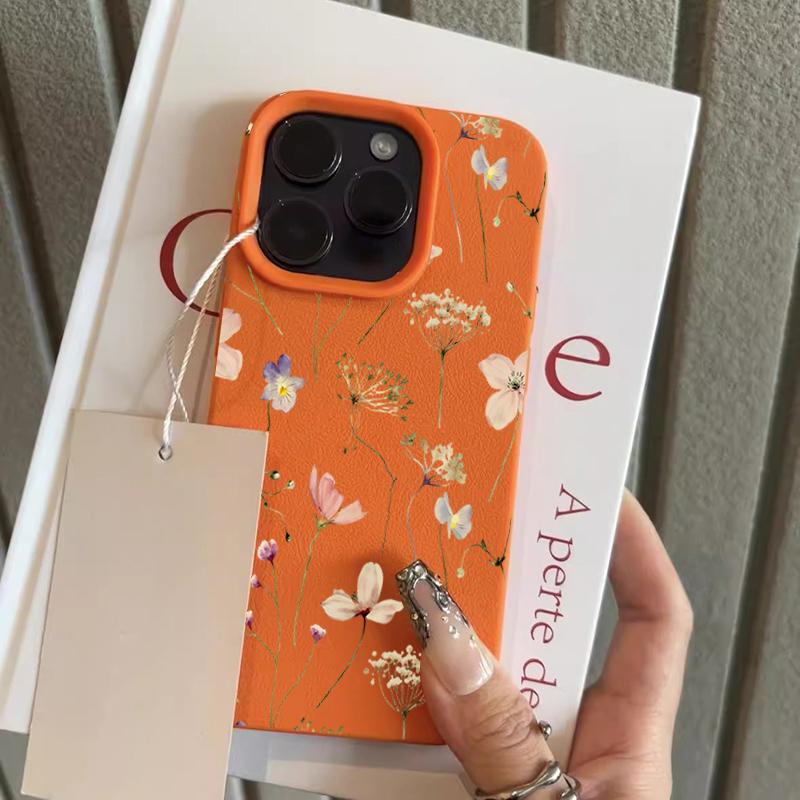 Frisches Blumendesign mit Litschi-Textur Silikon-Handyhülle Für iPhone 11 12 13 14 15 16 17 Pro Max Plus 17Air Weiche Hülle